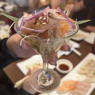 Mixed Sashimi in a Martini Glass
