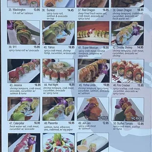 Menu as of August 2024