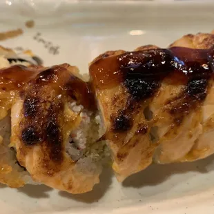 a close up of a piece of meat on a plate