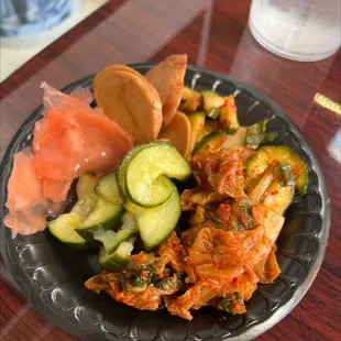 If dining in, there's an assortment of free side dishes