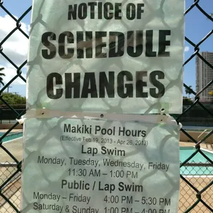 New pool hours as of 4/20/13