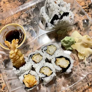 Shrimp Tempura Roll &amp; Philly Roll.