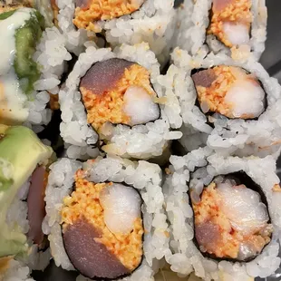 a plate of maki sushi
