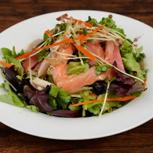 a close up of a salad