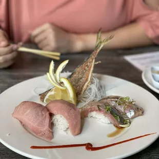 Toro and Aji w/ tail fried in lemon pepper