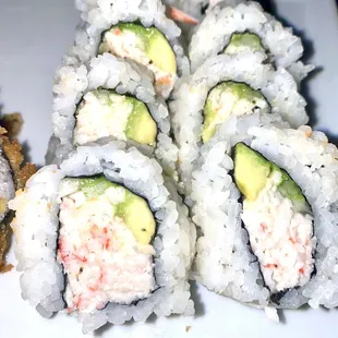 California roll (Surimi crab, cucumber, avocado) $6.50