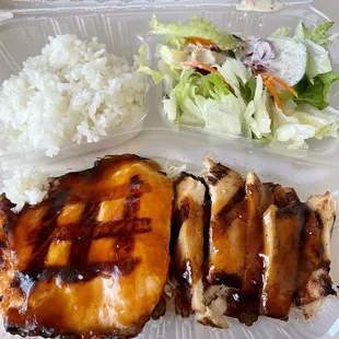 Lunch Bento with Salmon Teriyaki and Chicken Teriyaki