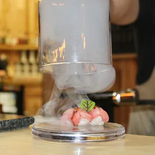 The Otoro was super marbled &amp; fatty tuna belly that was smoked for an epic presentation. The smoke really brought out the full otoro flavor.