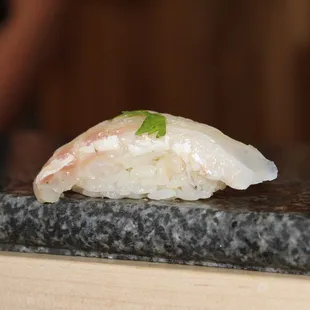 The Madai was firm but tender. It had a mild, sweet flavor that was clean. Jay paired this with a citrus accoutrement that.