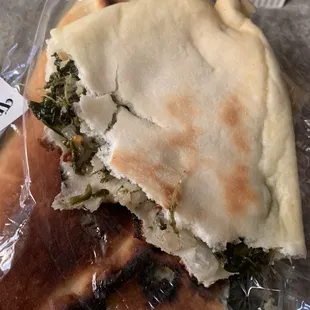 Spinach Bread inside, its tarty