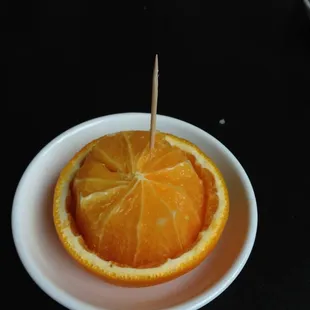 Nice touch - pre-sliced complimentary orange wedges after dinner!