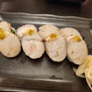 scallop nigiri with lemon