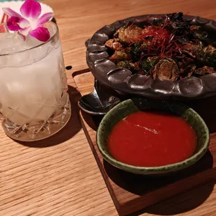 The brussel sprouts with a fantastic sauce and the Kodai no Hana mocktail