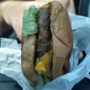 Cheese burger with mustard