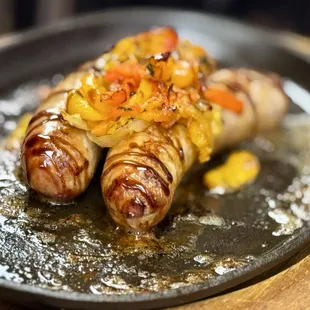 Bangers and Peppers
Italian Sausage (Bangers) and Sweet Peppers, Balsamic Glaze