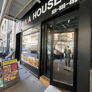 the entrance to the restaurant
