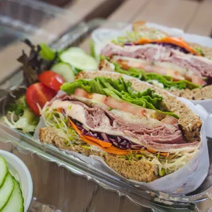 Pastrami Sandwich with salad