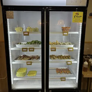 Fridge of skewers you can grab then bring to the front for them to cook for you