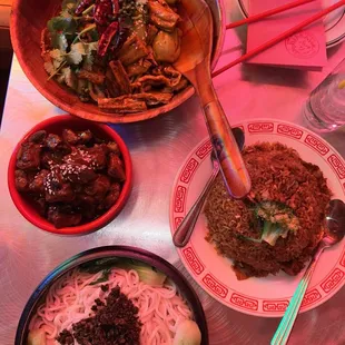 Sweet &amp; Sour Pork Ribs, Left Over Fried Rice., MALA DRY POT (build your own combo) and DnDn Noodlesnoodles