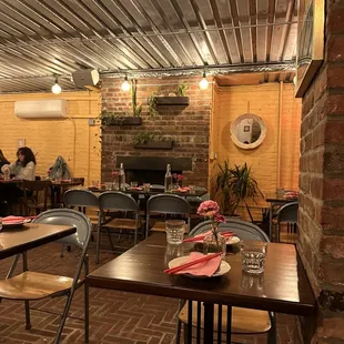 tables and chairs in a restaurant