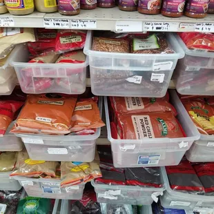 Spice selection - lots of choices for red chili powder