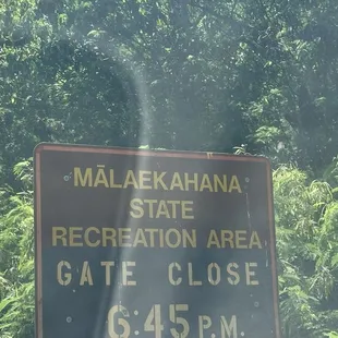 Main gate with hours.