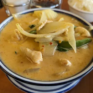 Panang Curry with Chicken. Needs more of the peanut buttery taste and curry not as thick as you would think it should be.   3.5.24