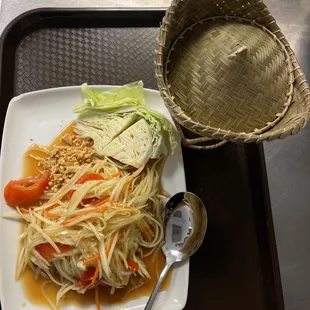 Payaya Salad And Sticky Rice