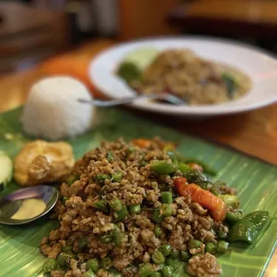 a plate of rice and vegetables