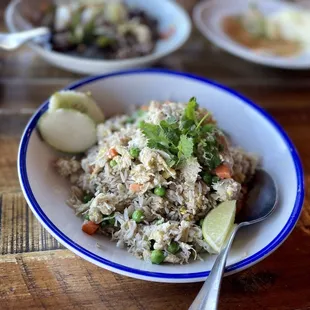 Crab fried rice with real crab meat, my daughter&apos;s favorite!