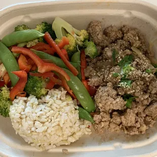 Ground turkey bulgogi with brown rice &amp; mixed veggies