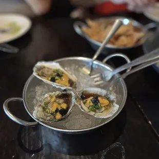 Oysters w/ uni, tobiko, &amp; truffle ponzu. Absolutely worth it!