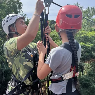 Getting strapped up for zip lining