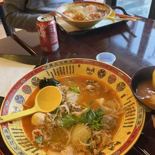 a bowl of soup on a table