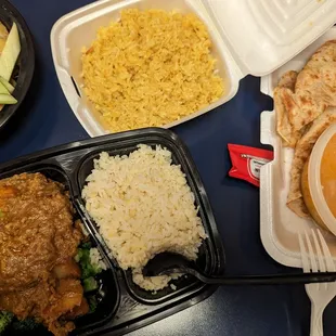 a variety of food items on a table