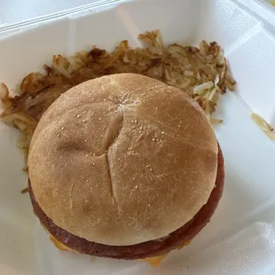 Pork Roll, Egg &amp; Cheese with Hash Browns