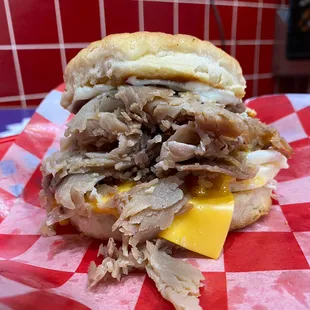 Country ham egg and cheese biscuit