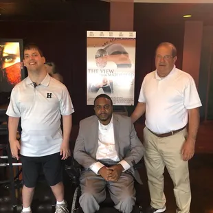 Colin Morrissey &amp; father Steve with Mario Reed (July 2018)