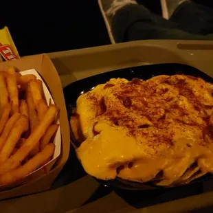 Bbq chicken nachos and fries