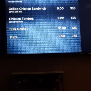Grill menu
