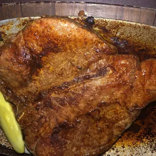 Porterhouse that has been marinated in pickle juice