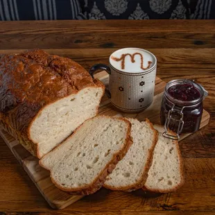 Gluten free bread, house made berry jam, and coffee!