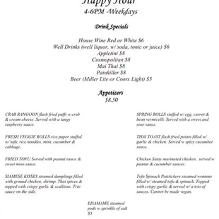 Happy Hour menu