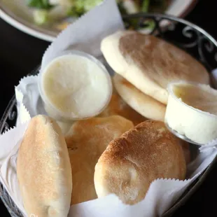 Complimentary bread and toum