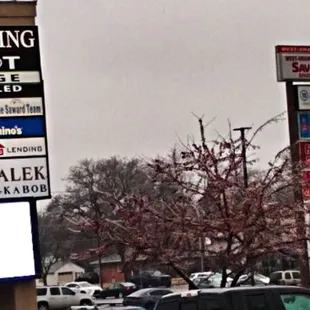 a parking lot with cars