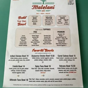 menu