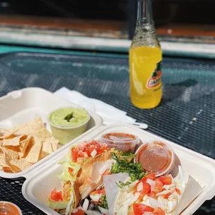 Hard shell Shredded Beef Taco, Carne Asada Taco, and Fish Taco