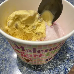 Butter pecan and Strawberry