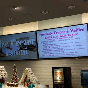 Crepes and waffle menu
