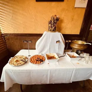 a table with food on it